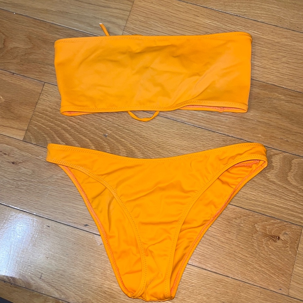 Orange tie back strapless bikini set. Worn once